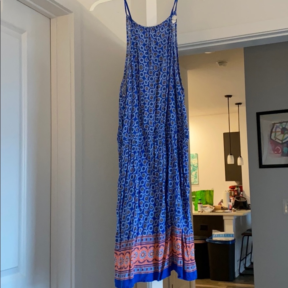 Blue Multicolor Spaghetti Strap Sundress